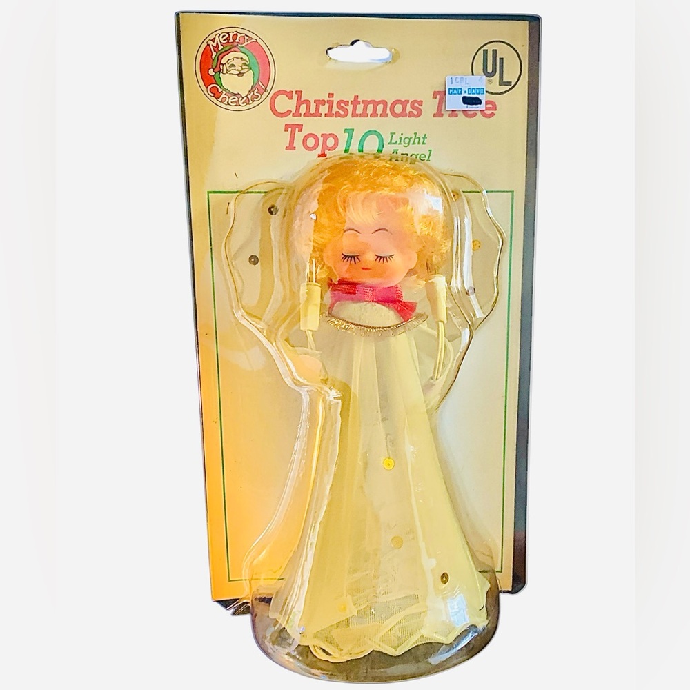 🎄NIB-Vintage-Merry Cheers Electric Christmas Tree Topper Angel